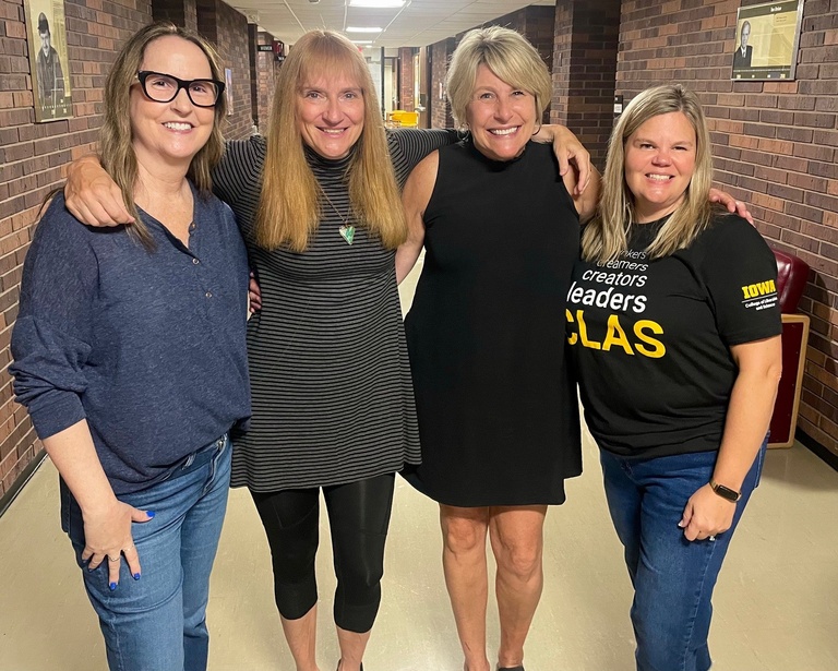 Group photo of Sarah Moeller, Cinda Coggins, Kris Bevelacqua, and Liz Cecil