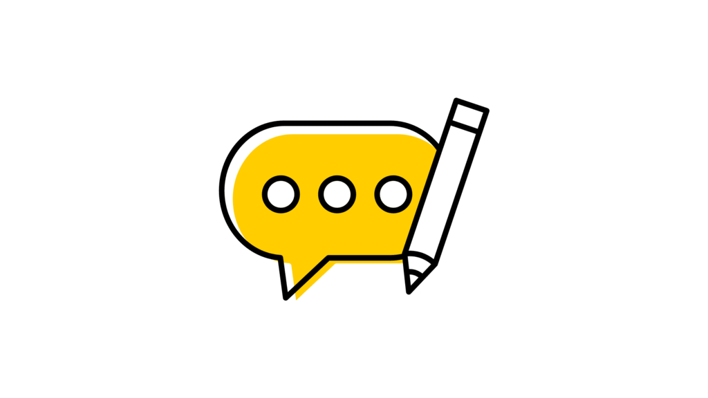Text bubble and pencil