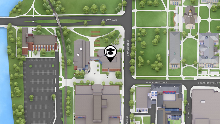 This is a static map image of where Becker Communication Studies Building is located